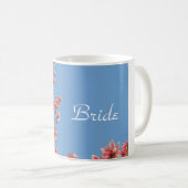 Mug Mariée Mug, Fleurs roses, Texte dit Mariée (Devant droit)