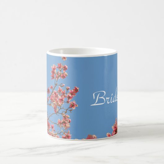 Mug Mariée Mug, Fleurs roses, Texte dit Mariée (Centre)