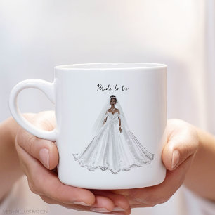 Mug Mariée noire, robe blanche,