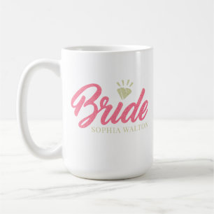 Mug Mariée personnalisée moderne diamant scintillant r