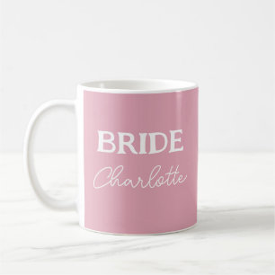 Mug Mariée Personnalisée Rose Et Blanc Nom