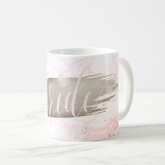 Mug Mariée PixDezines | Marbre blanc rose (Devant droit)