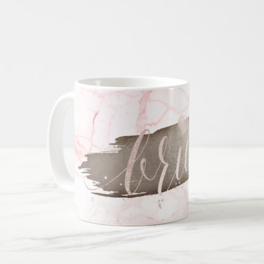 Mug Mariée PixDezines | Marbre blanc rose (Devant gauche)