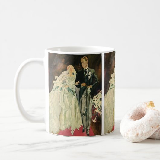 Mug Mariés Décoration Art Déco Vintage Mariage de la M (Avec donut)