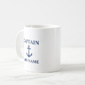Mug Marine Ancre bleue Capitaine Ajouter un nom ou un (Devant gauche)