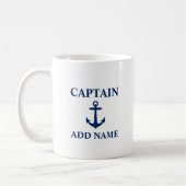 Mug Marine Ancre bleue Capitaine Ajouter un nom ou un (Gauche)