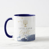 Mug Marine Aquarelle Menorah Live Love Light Hanoukka (Gauche)