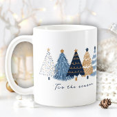 Mug Marine Arbres Bleus Moderne Simple Nom de Noël