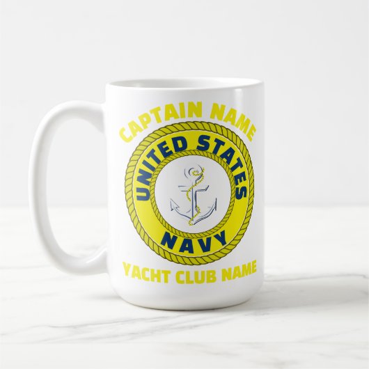 Mug Marine bleu Ancre capitaine nautique voile été (Gauche)