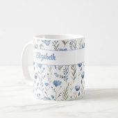 Mug Marine Bleu Aquarelle Fleurs sauvages Populaire No (Devant gauche)