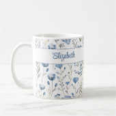Mug Marine Bleu Aquarelle Fleurs sauvages Populaire No (Gauche)