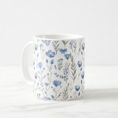 Mug Marine bleu Aquarelle Fleurs sauvages Populaires (Devant gauche)