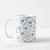 Mug Marine bleu Aquarelle Fleurs sauvages Populaires (Gauche)