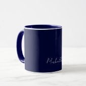 Mug Marine Bleu Couleur Plaque Moderne Nom Propre Call (Devant gauche)