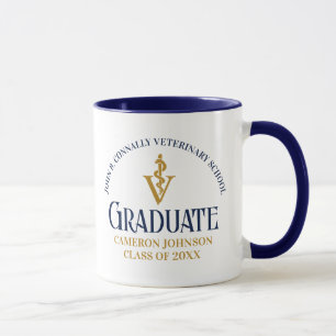 Mug Marine Bleu Gold Vétérinaire Diplôme sur mesure