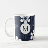 Mug Marine Bleu Joli Monogramme Floral (Gauche)