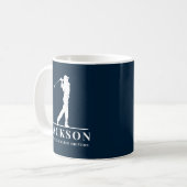 Mug Marine bleu Personnalisé Monogramme Golfer (Devant gauche)