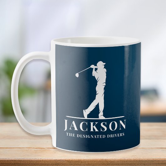 Mug Marine bleu Personnalisé Monogramme Golfer