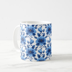 Mug Marine Bleu Rétro Cute Vintage Élégant Fleur Chic