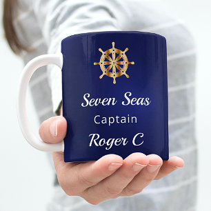 Mug Marine bleu yacht nom de bateau or volant