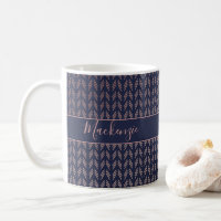 Marine Blue Blush Rose Rose Gold Foil Tribal | Boh