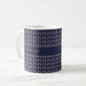 Mug Marine Blue Blush Rose Rose Gold Foil Tribal | Boh (Devant gauche)