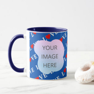 Mug Marine Blue LOVE Retro Élégant