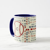 Mug Marine Blue Monogram Nom Cadeaux Enfants garçons b (Devant gauche)