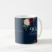 Mug Marine Burgundy Blush Femme 90e anniversaire fête  (Devant droit)