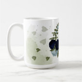 Mug marine & fleurs bleu poussiéreux verdure monogramm (Gauche)