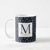 Mug Marine Gold Raindrop Moderne Monogramme tendance (Gauche)