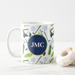 Mug Marine & Green Golf Personnalisé Monogramme