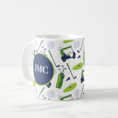 Mug Marine & Green Golf Personnalisé Monogramme (Devant gauche)