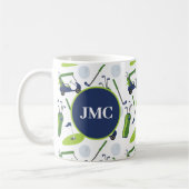 Mug Marine & Green Golf Personnalisé Monogramme (Gauche)