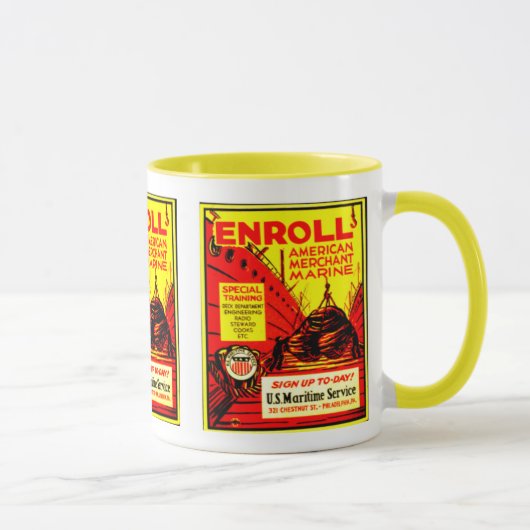 Mug Marine marchande américaine - inscrivez-vous (Droite)