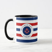 Mug Marine marine marine Bleu Rouge Blanc rayures Ancr (Gauche)