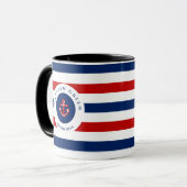 Mug Marine marine marine Bleu Rouge Blanc rayures Ancr (Devant gauche)