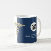 Mug Marine moderne Blue Caduceus Doctor Nurse Nom Logo (Devant droit)