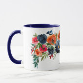 Mug Marine Orange Rouge Rustique Aquarelle Rose Nom fl (Gauche)