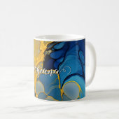 Mug Marine personnalisée et Gold Alcool Ink Fluid Art (Devant droit)