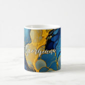 Mug Marine personnalisée et Gold Alcool Ink Fluid Art (Centre)