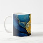 Mug Marine personnalisée et Gold Alcool Ink Fluid Art (Gauche)