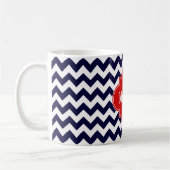 Mug Marine White Chevron Red Quatrefoil 3 Monogramme (Gauche)