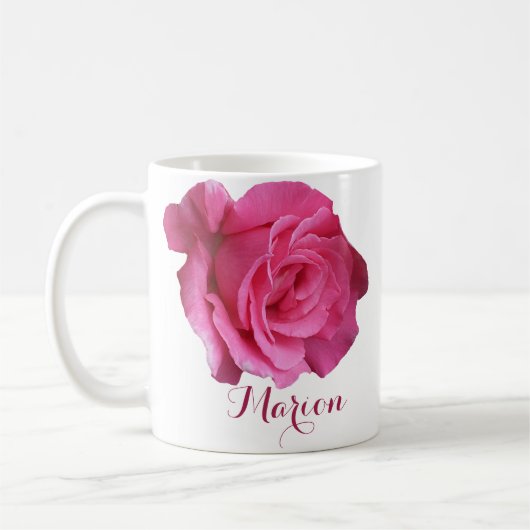 Mug Marion nom personnalisable rose fleurs boho (Gauche)