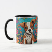 Mug Marionnette mignonne avec Fleurs d'Art folklorique (Gauche)