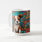 Mug Marionnette mignonne avec Fleurs d'Art folklorique (Devant gauche)