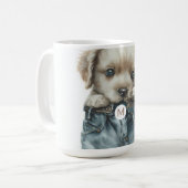 Mug Marionnette mignonne en Jeans Art Monogramme (Devant gauche)