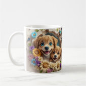 Mug Marionnettes du jour de la mère entourées de fleur (Gauche)