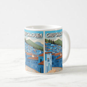 Mug Maroc carte postale chefchaoun, cadeau de la ville