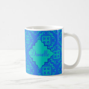Mug Marocain d'arabesque d'Aqua de bleu et de